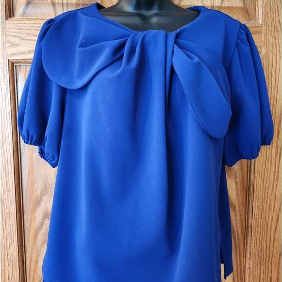 Elegant Blue Dress with Unique Sleeves - Picture 1 of 4